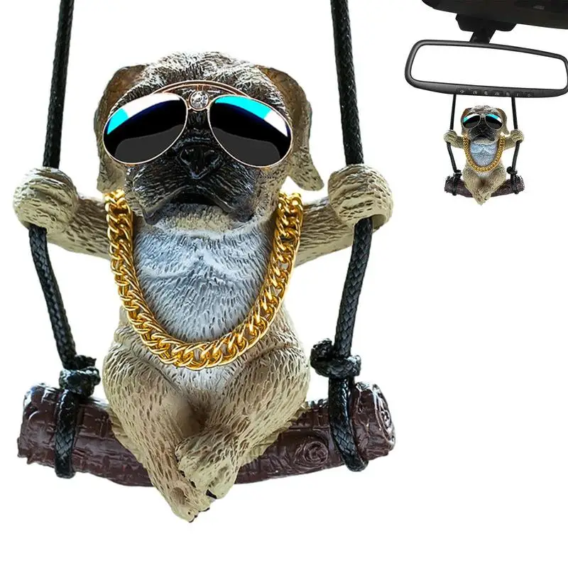 

Swinging Pug Car Hangings Ornament Cute Bulldog Pug Car Pendant Interior Cute Bulldog Pendant Charm Decoration For Car Mirror RV