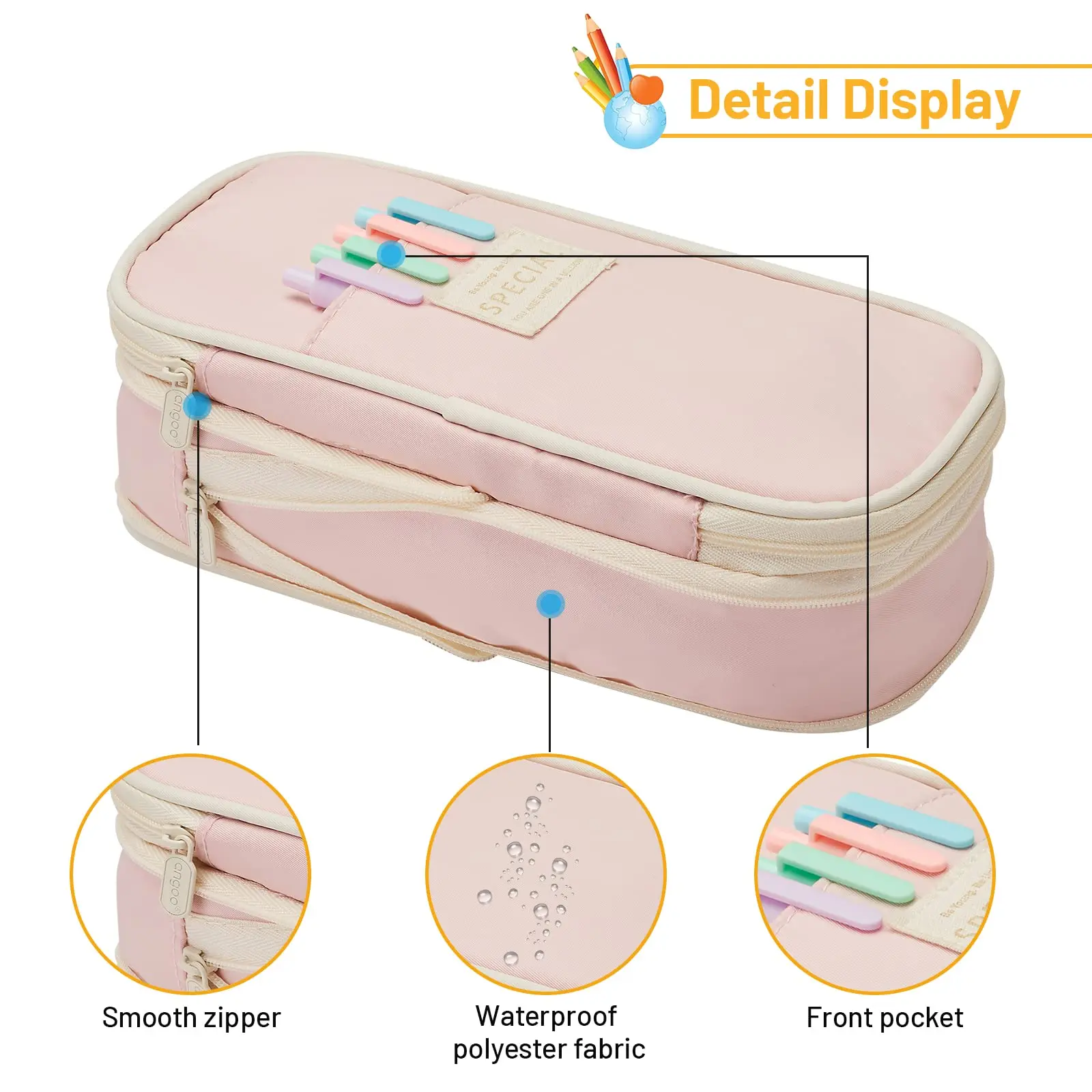Large Capacity Pencil Cases Students Pencil Bag Pouch Holder Box for Girls Boy Office Stationery Organizer School Supplies - 4