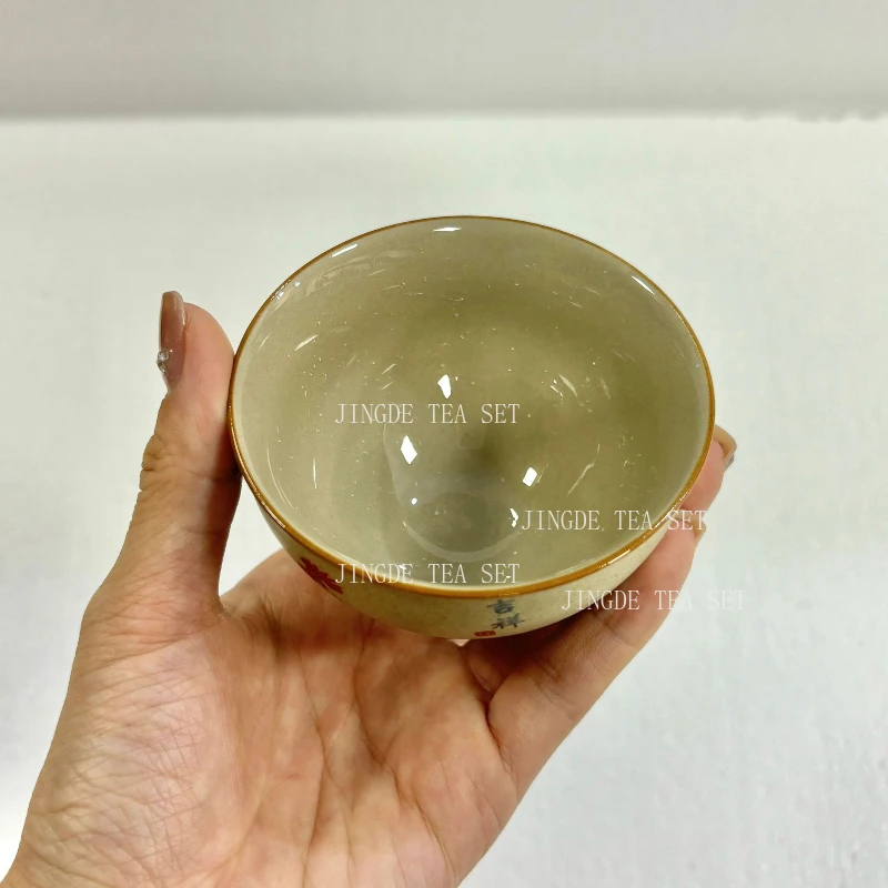 Antique Pottery Ceramic Teacup Hand Painted Cock Tea Cup Travel Portable Tea Bowl Pu'er Master Cup Chinese Tea set Accessories