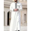 Eid Al Fitr Men's Long Robe Traditional Middle Eastern Muslim Casual Loose Fit High-End Elegant Retro Hooded Gown for Men