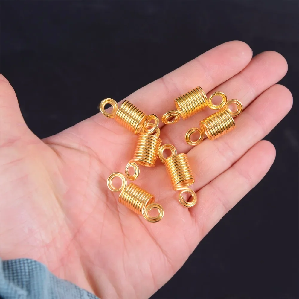 인기상품 50개입 10랩 드레드락 비즈 헤어 브레이드 커프 클립 8mm 스파이럴 모양 링 튜브 DIY 참 헤어 익스텐션 도구