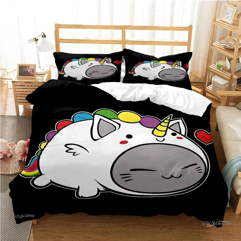 Bubu Dudu Cartoon Bear Panda Duvet Cover Set with kawaii print on queen bed