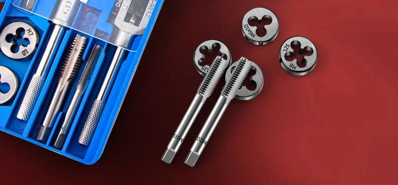 Hand Tap and Die Set with Handle for Thread Repair Rethreading Screws Combination Tool Kit Manual Socket Wrench Thread Repair