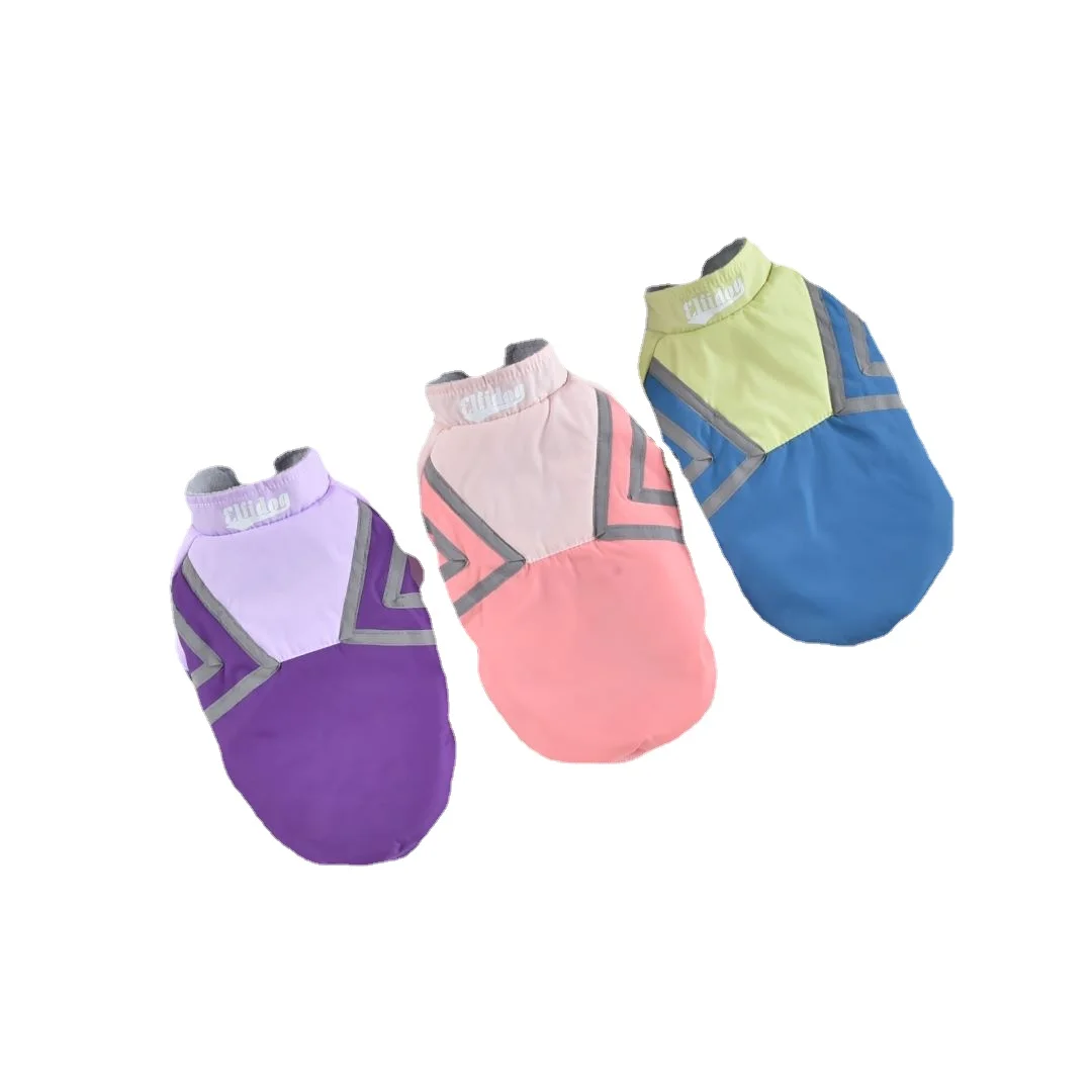 

Pet Autumn and Winter Clothing Schnauzer French Bucket Bag Teddy Reflective Strip Stitching Coat Pet Clothing Wholesale