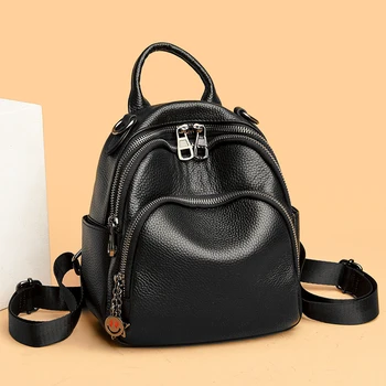 Zaino da Donna in Vera Pelle di Alta Qualità, Zaino da Viaggio di Lusso alla Moda, Borsa a Tracolla per Ragazze, Borsa Scolastica in Pelle di Mucca, Mochila