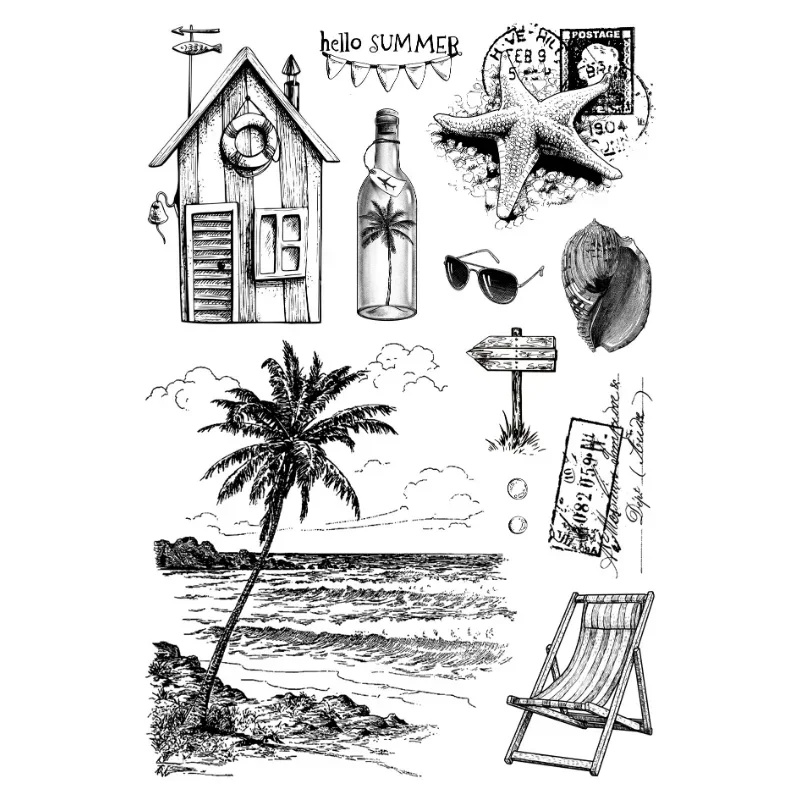 11*16cm Beach Flower Girl Element Silicone Clear Rubber Stamps for Card Making Handbook DIY Album Scrapbooking Crafts Supplies clear stamps clear rubber stamps