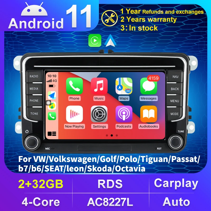 Автомагнитола 2DIN для Volkswagen VW Passat B6 B7 CC Tiguan Touran GOLF POLO Carplay Wi-Fi SWC |