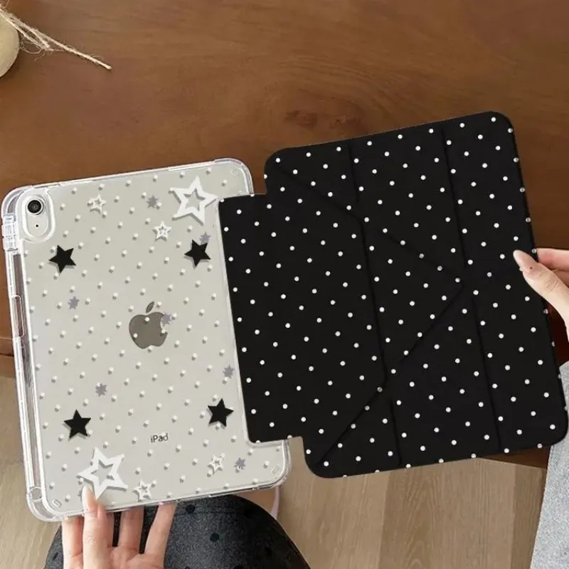 Elegant Black and White Polka Dot Stars Tablet Case