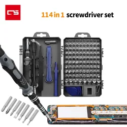 114 em 1 conjunto de chave de fenda precisão kit ferramenta de reparo mão parafuso magnético bit driver hex fenda torx para o telefone pc desmontar