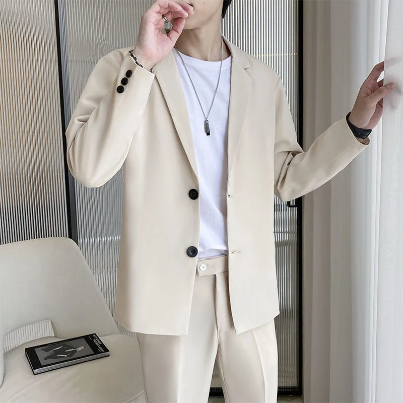 Korean Fashion Casual Blazers Coats Men Slim Business Jackets Solid Spring Autumn New Elegant Wild Male