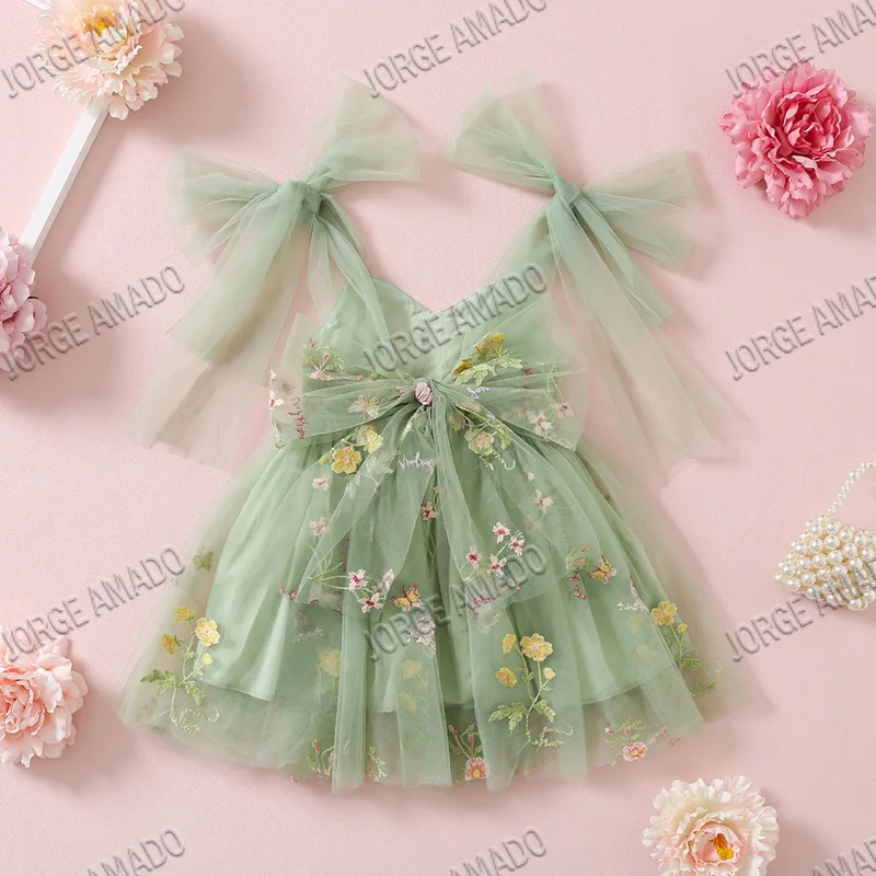 2025 páscoa crianças vestido menina vestido de verão floral arco