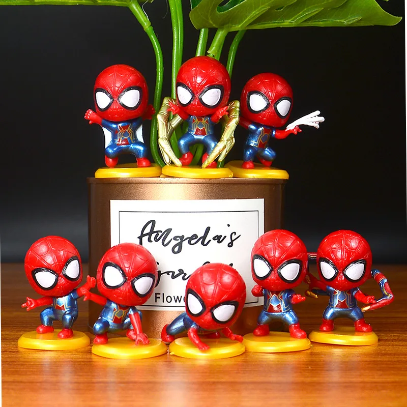 

8Pcs/Set Superhero PVC Action Toys Figure Spiderman Theme Party Model Supplies Ornaments Kids Birthday Cake Decoration