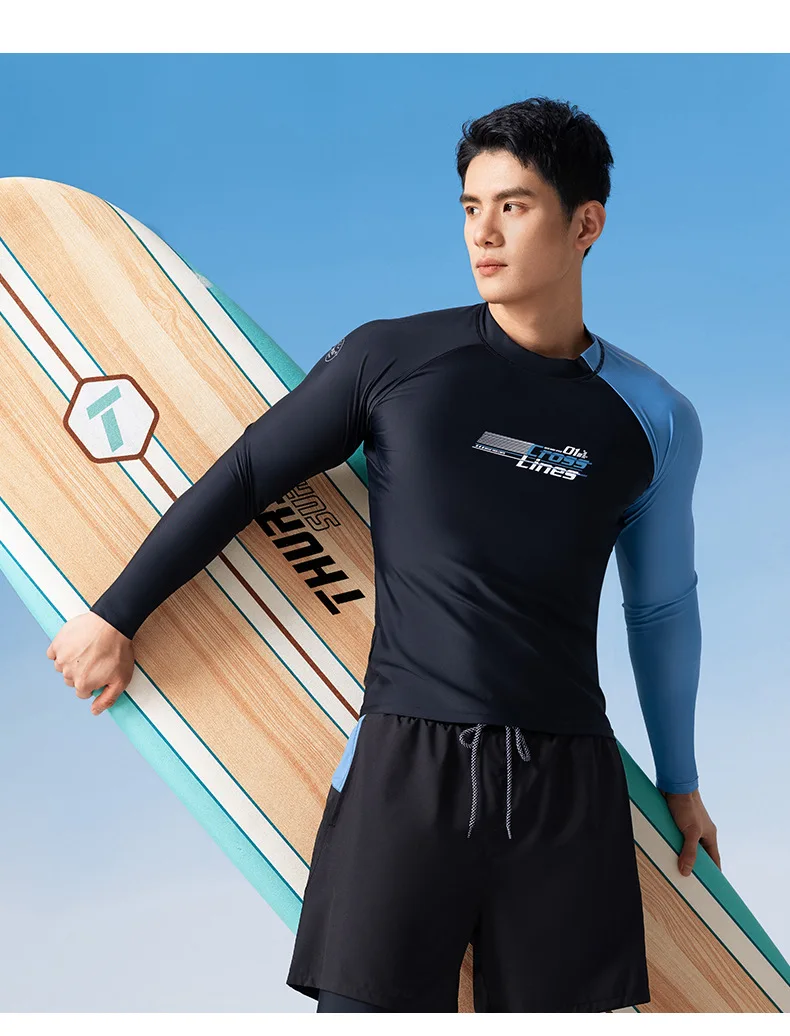 남성용 UV 보호 속건성 수상 스포츠, 해변 서핑 래시가드, 전문 투피스 방수, 목욕 러닝 수영복