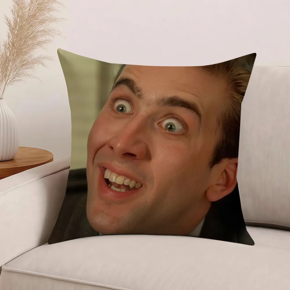 배우 뉴 팝 N-Nicolas C-Cage 재미있는 베개 케이스 사무실 쿠션 소파 자동차 침실 장식 쿠션 커버에 적합