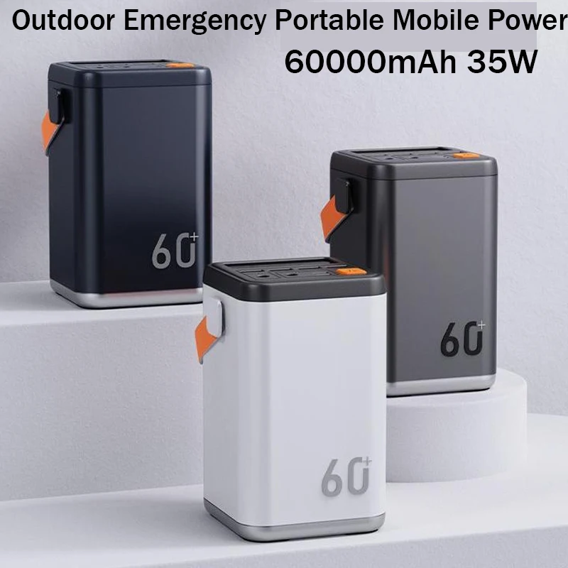 

60Ah Power Bank High-capacity Powerbank Digital Display Outdoor Mobile Power 18WPD Fast Charge Energy Storage Battery Charger