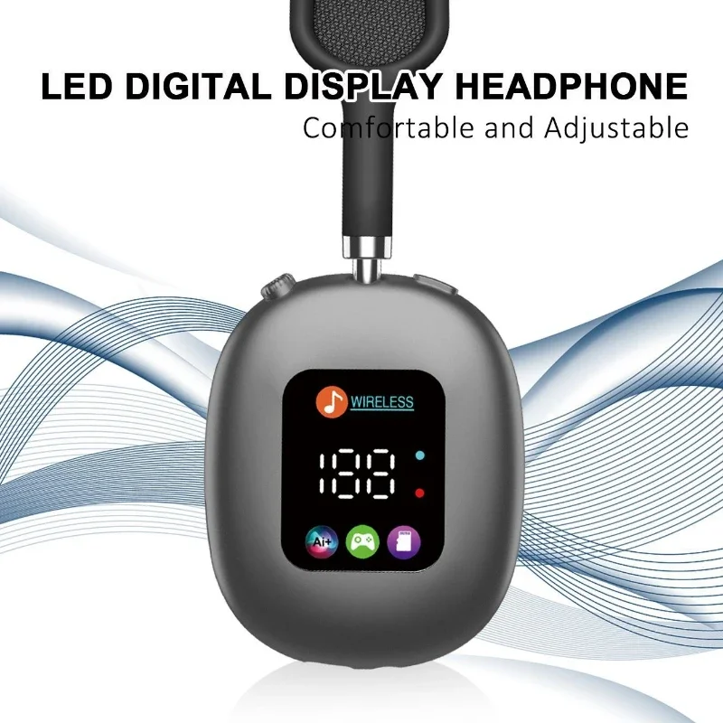 Hot-Selling Wireless Head-mounted Touch Screen Earphones Digital Display Screen Noise Cancellation Casque Bluetooth Headphones