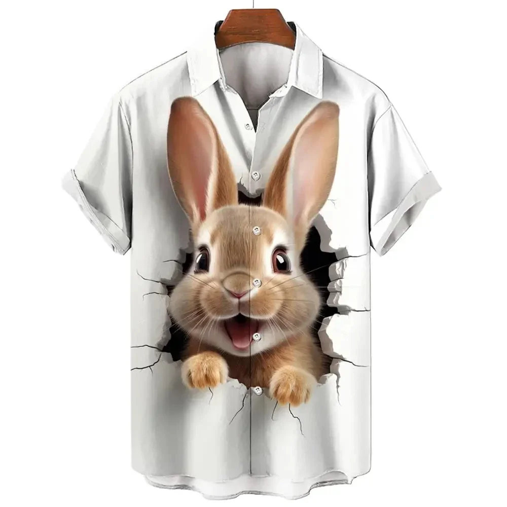 Men's Shirt Summer Cute 3d Printed Animal Pattern Clothing Short-Sleeved Shirt Street Casual Tshirt Men Beach Shirt Men Clothing