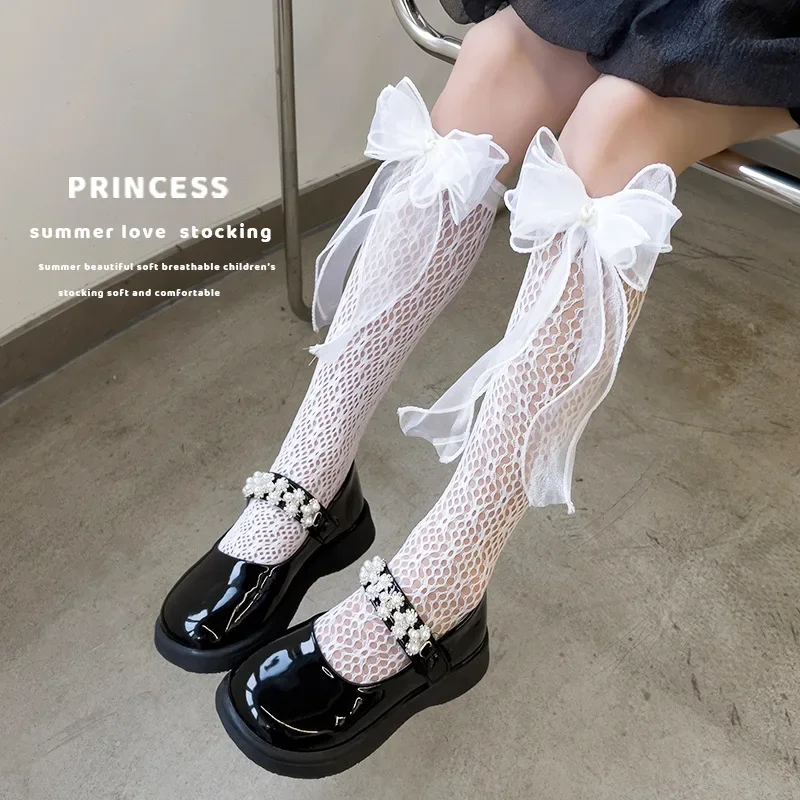 Thin Lolita Sock Lace Bowknot Girl Long Socks - Uniqwear