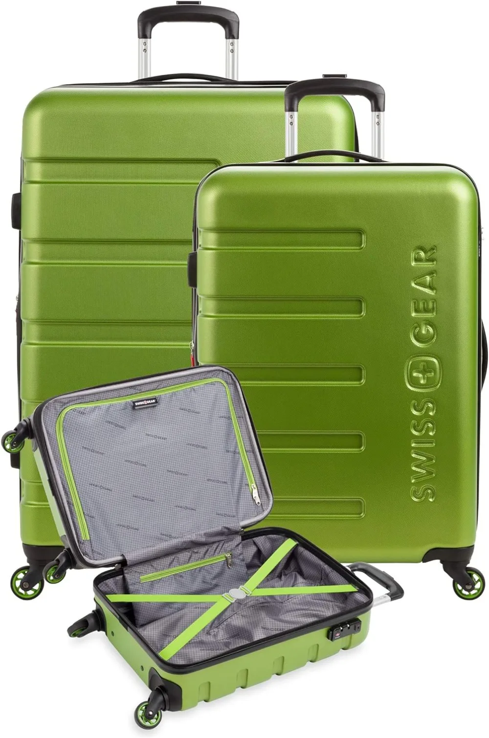 SwissGear 7366 Hardside Expandable Luggage with Spinner Wheels, Green, 3-Piece Set (19/23/27)