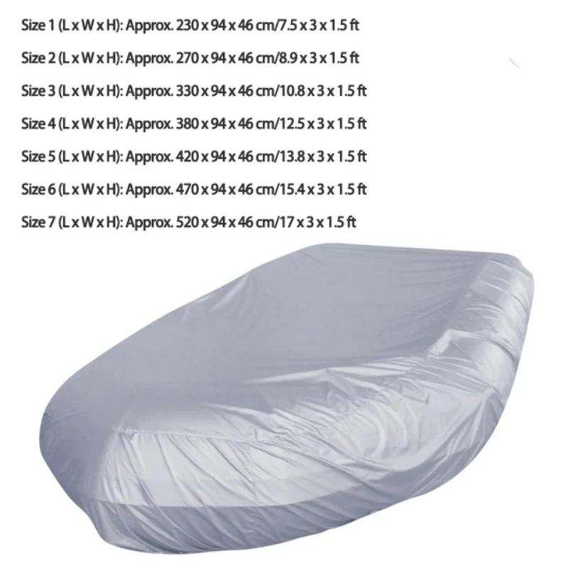Marine Boat Cover 7.5-17ft Size Waterproof Dustproof Anti UV Ice Snow Inflatable Boat Dinghy Fishing Rubber Kayak Sun Cover