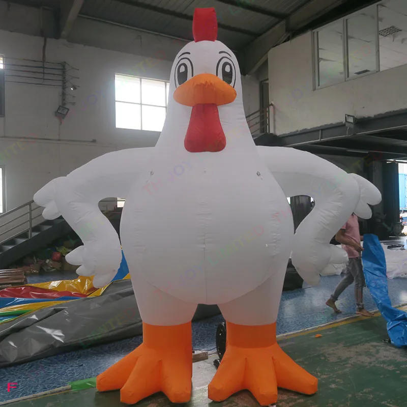6m 20ft inflatable Christmas Chicken Decoration Giant inflatable rooster cock Chicken with Hat for Advertising free air shipping 4