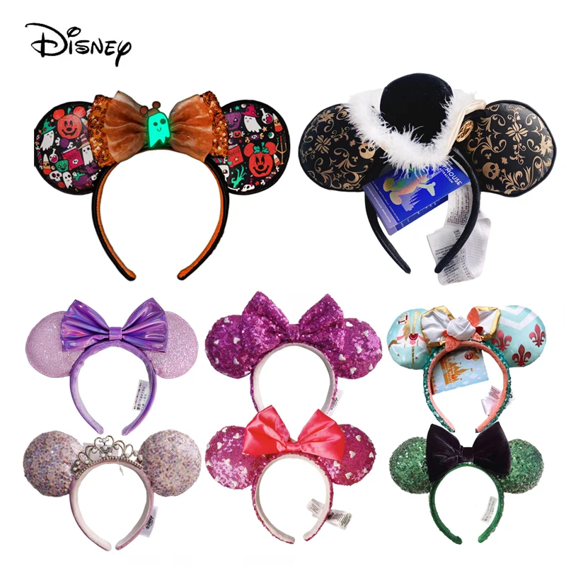 Disney Mickey Mouse Headband Transparent Plush Ball ears Headband Cartoon Minnie Ears Birthday Party Decoration(Free Shipping)