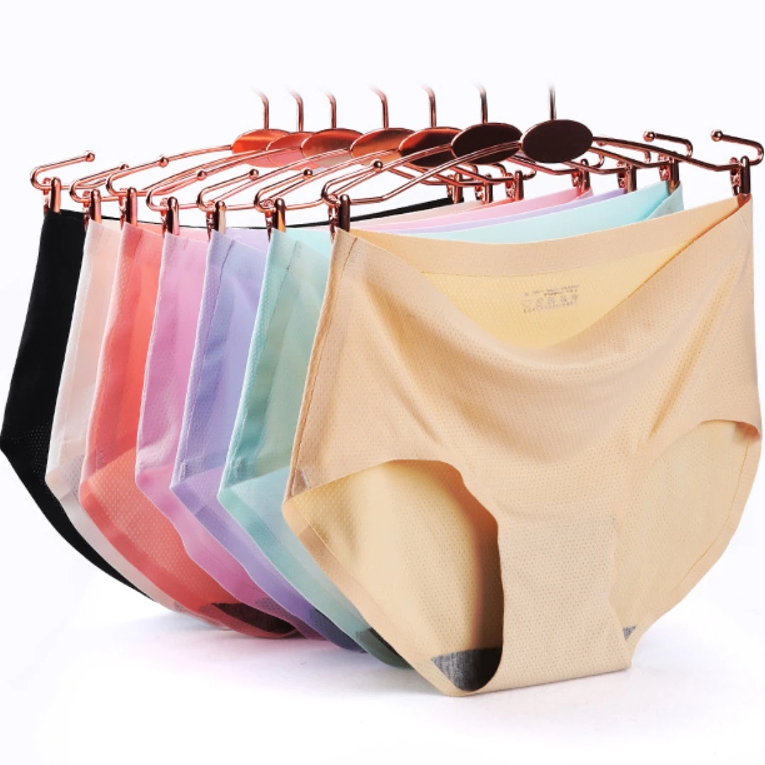 2 Pcs) Ice Silk Seamless Traceless Laser-Cut Comfortable Underwear –