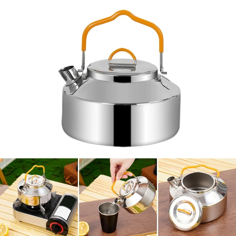 Camping Kettle Camp Tea Coffee Pot, 1L Stainless Steel Outdoor Campfire  Camp kettle, Portable Lightweight Teapot Fast Heating Boiling Water, Ideal  for