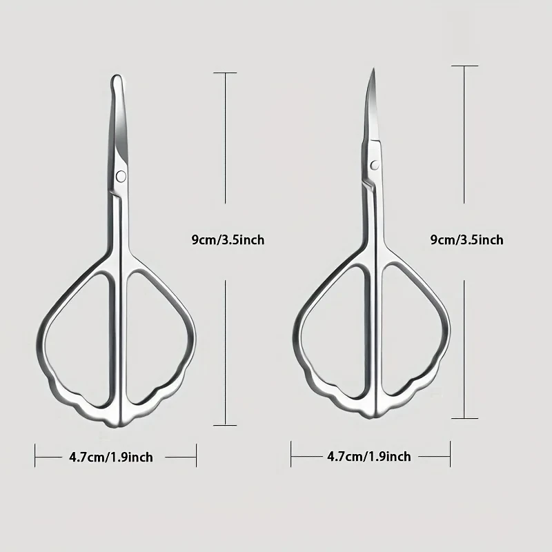 New Butterfly Shape Eyebrow Scissors Curved Blade Cuticle Scissors Professional Stainless Steel Manicure Trimmer Hair Remover To 4