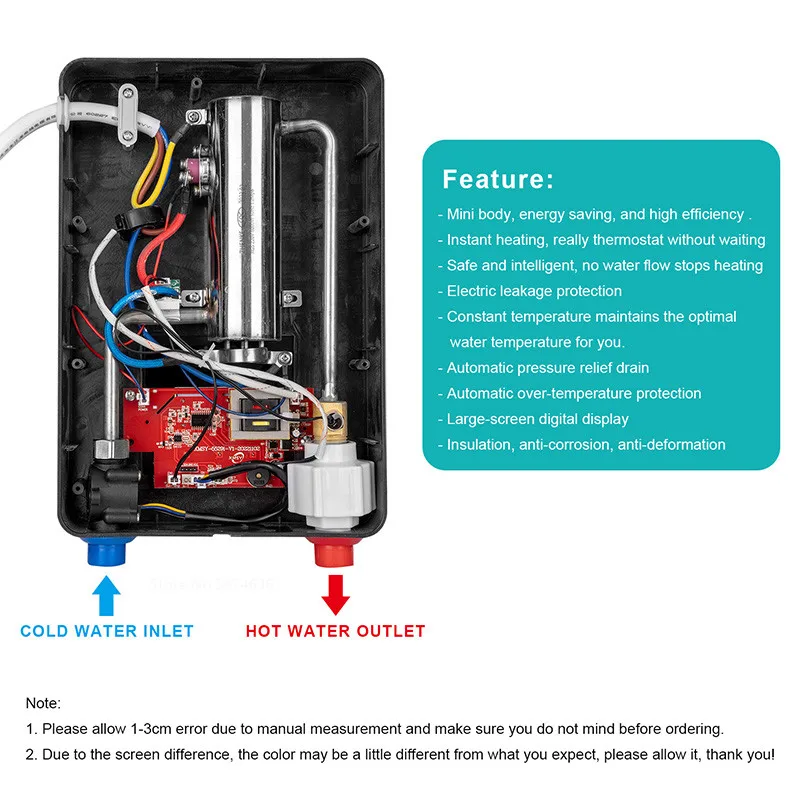 Instant Electric Water Heater Shower Bathroom Faucets Kitchen Tap Water  Heater 220V 6500W Digital Display Temperature Automatica - AliExpress