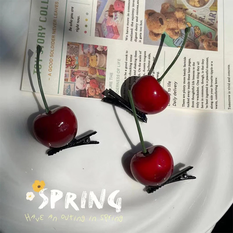 2PCS Fashion Cherry Hair Clip 4