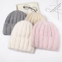VISROVER 10 Color Rabbit Cashmere unisex Woman Winter Hat With Lurex Autumn Beanies Cashmere Woman Warm Rabbit Fur Skullies Gift 1