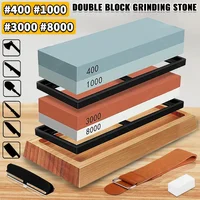 ערכת אבן שינון לסכינים מקצועית 400/1000 3000/8000 גריט בסיס במבוק לא מחליק דו צדדי מדריך זווית לסכינים 1