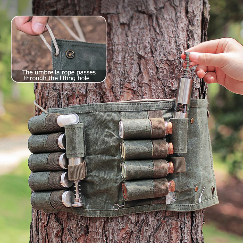 12pcs Spices Bottle Kit Reusable Portable BBQ Spice Bottle Condiment Jar Holder Storage Bag Travel BBQ Camping Supplies