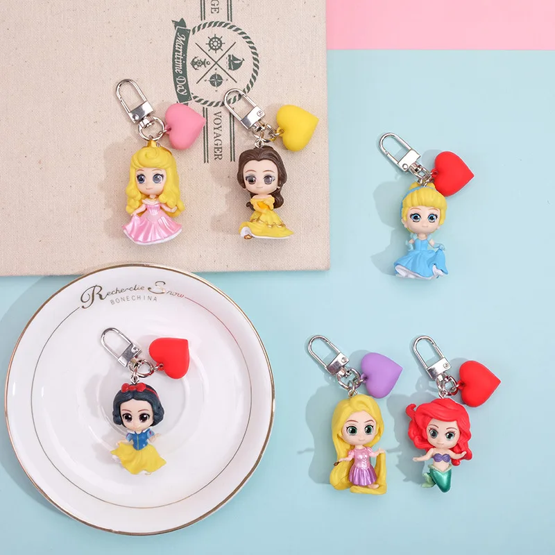 Disney Princess Series Keychain Cartoon Anime Snow White Sleeping Beauty Mermaid Creative Anime Crafts Love Pendant Small Gift