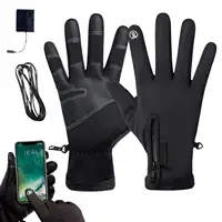 one size USB Touch Screen Gloves Heated Motorcycle Gloves Cycling Running Ski Winter Gloves Hiking Walking Anti-Slip Gloves