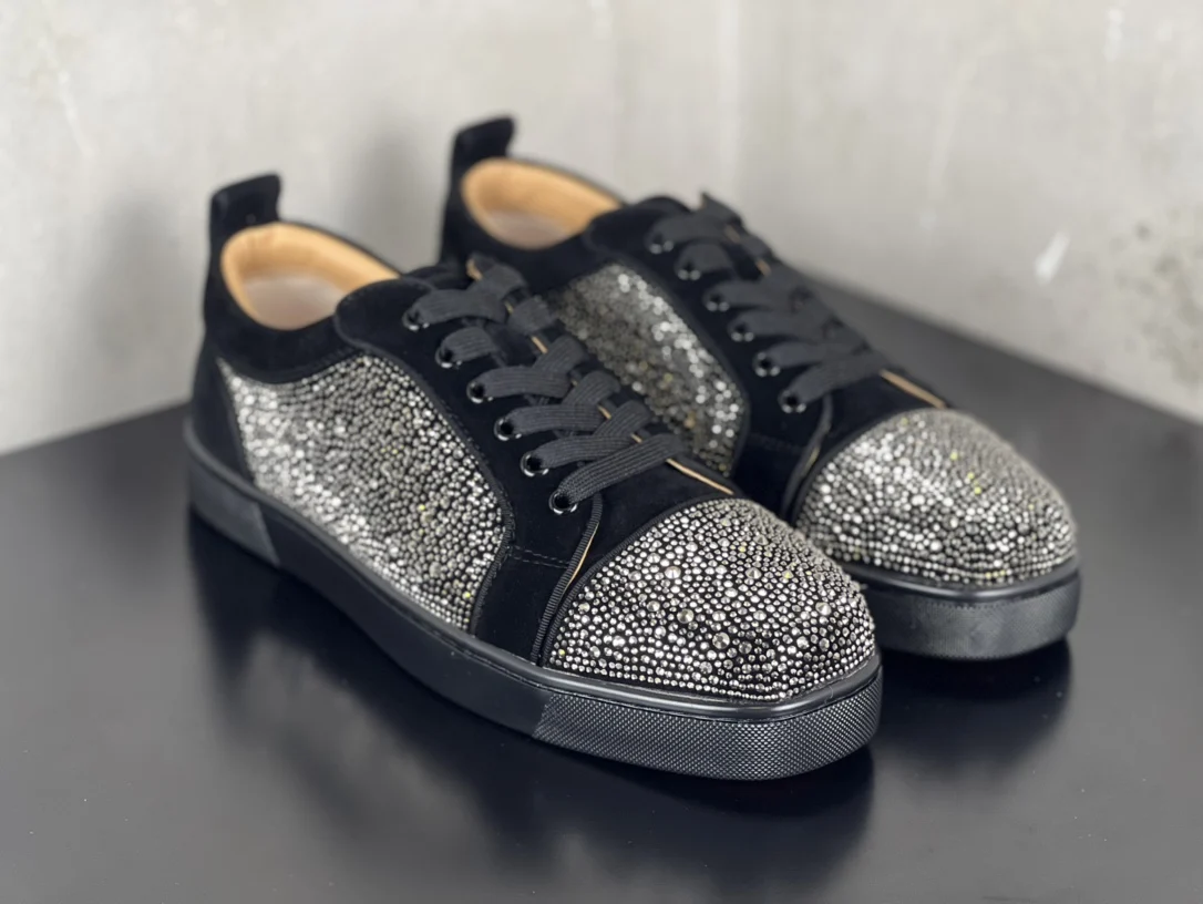 

Unisex Sneaker Rhinestone Sequins Shoes Causal Flats Red Bottom Shoes for Men Women