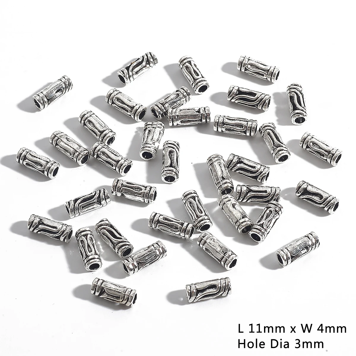 Set of 50/100 Vintage Silver-Tone Alloy Beads and Charms