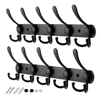 Wall Mounted Coat Rack, Five Heavy Duty Tri Hooks All Metal Construction for Jacket Coat Hat in Mudroom Entryway 1