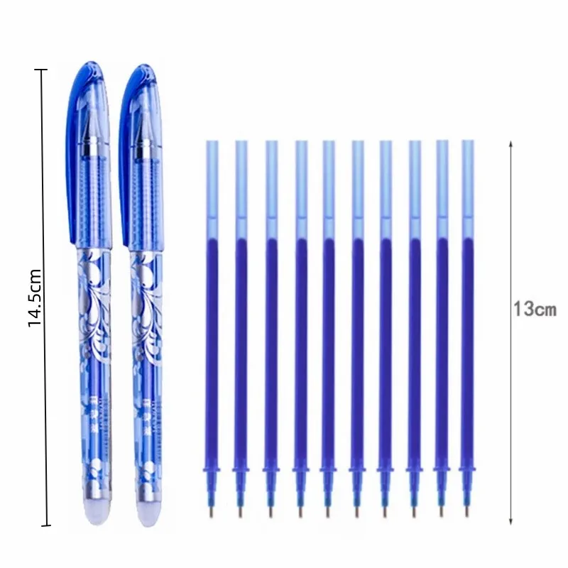 13pcs/set Erasable Gel Pen Set 0.5mm Blue Black Ink Writing Gel Pens Refills Rods Washable Handle for School Office Supplies