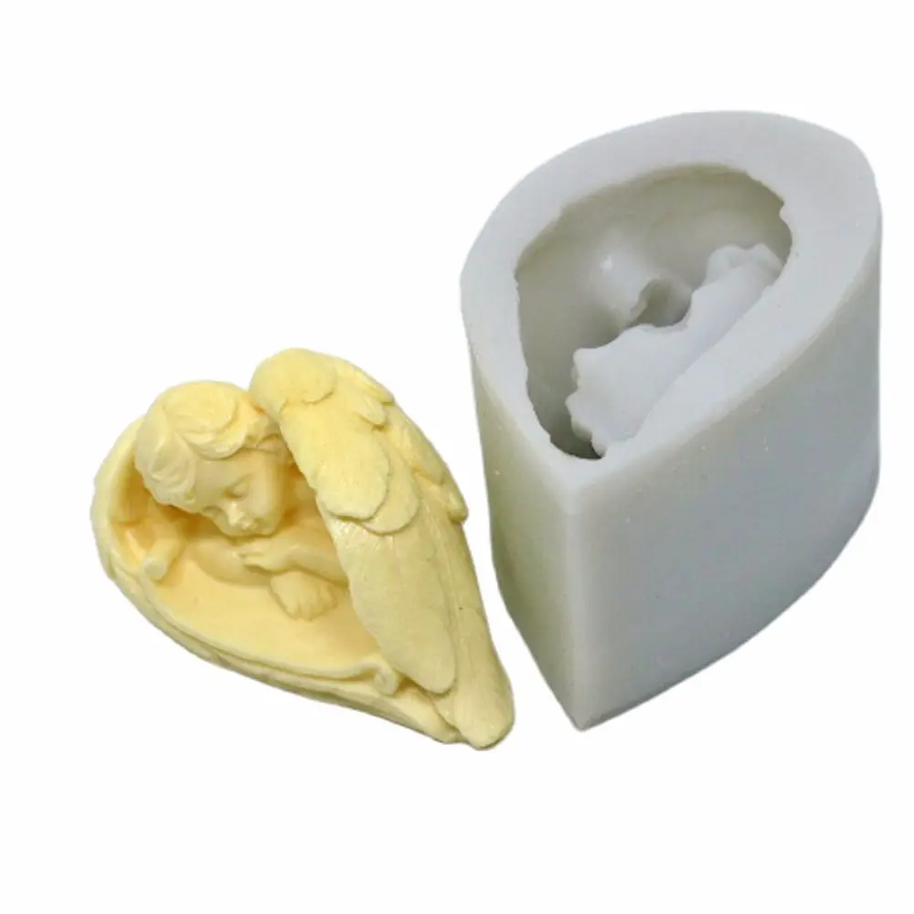 3D Sleeping Angel Wings Handmade Candle Soap Silicone Mould Chocolate Cake DIY Baking Tools