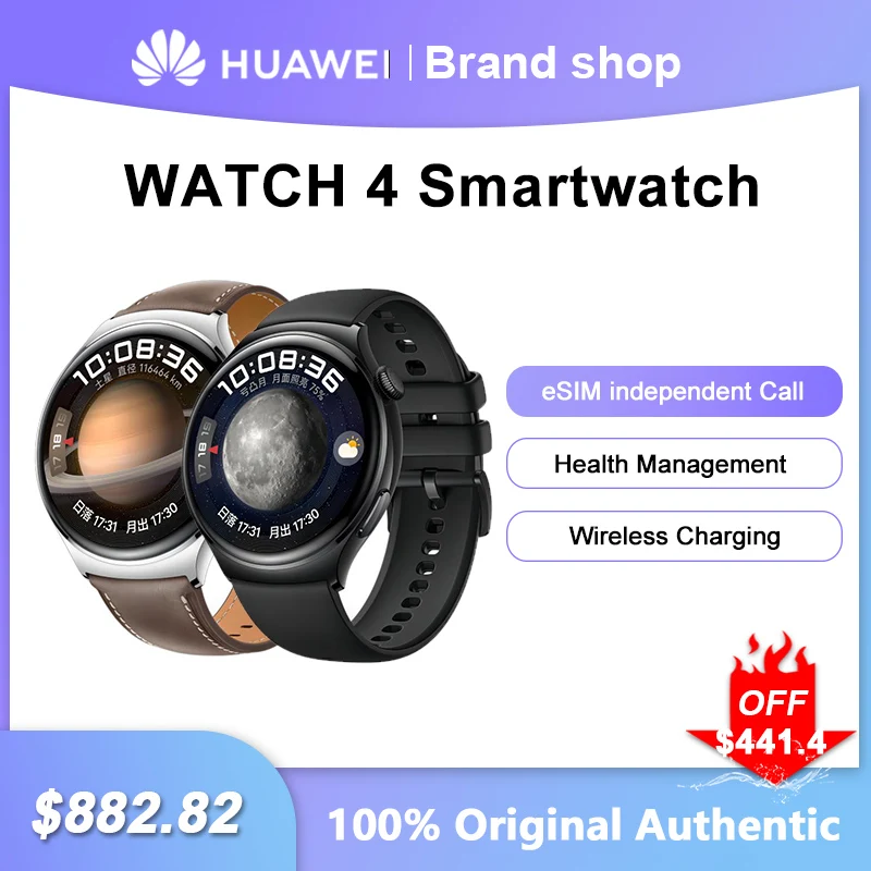

Original HUAWEI WATCH 4 Smartwatch eSIM independent Call All-day Health Management Blood Oxygen Glucose Monitor Sports Bracelet