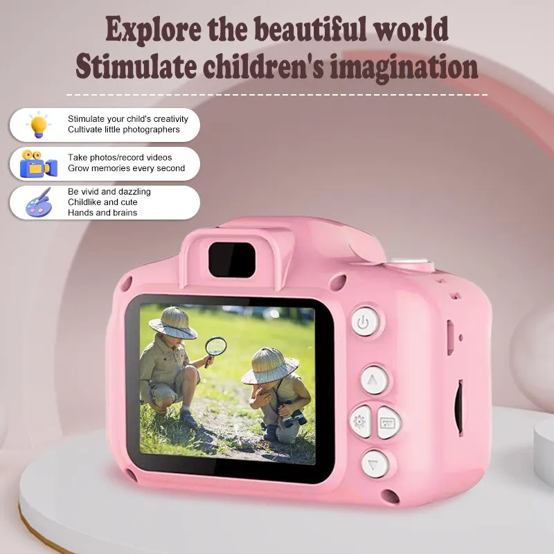 Mini Children Camera Toys Photo Shoot 1080P HD Video Kids Digital Camera Screen 2.0 Inch Send 32GB TF Card for Kids Baby Gifts
