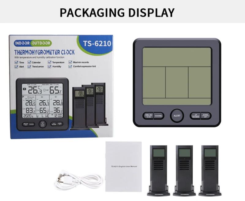 Ts 6210 термометр. Метеостанция ts 6210. Внутренний и внешний датчик метеостанции. Как настроить термометр комнатный с жк-дисплеем. Ts 6210 термометр.