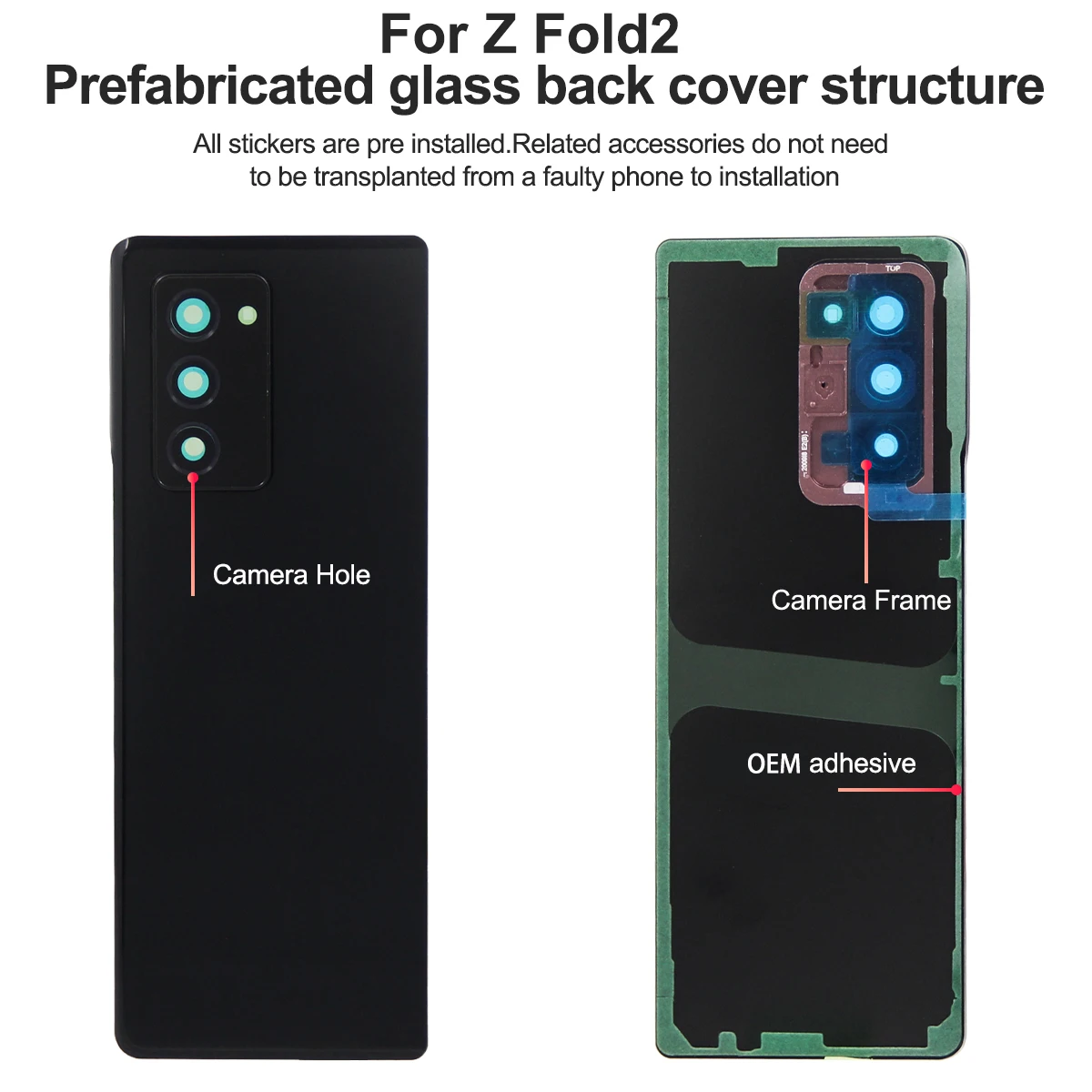 Z Fold2 Fold3 Fold4 5G 삼성용 유리 배터리 커버 후면 도어 하우징 패널 케이스 카메라 렌즈 부품 Z Fold 2 3 4 커버용