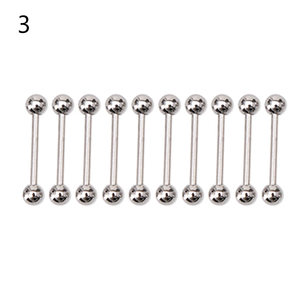 Stainless Steel Ball Tongue Navel Nipple Barbell Rings Bars Body Piercing 10PCS