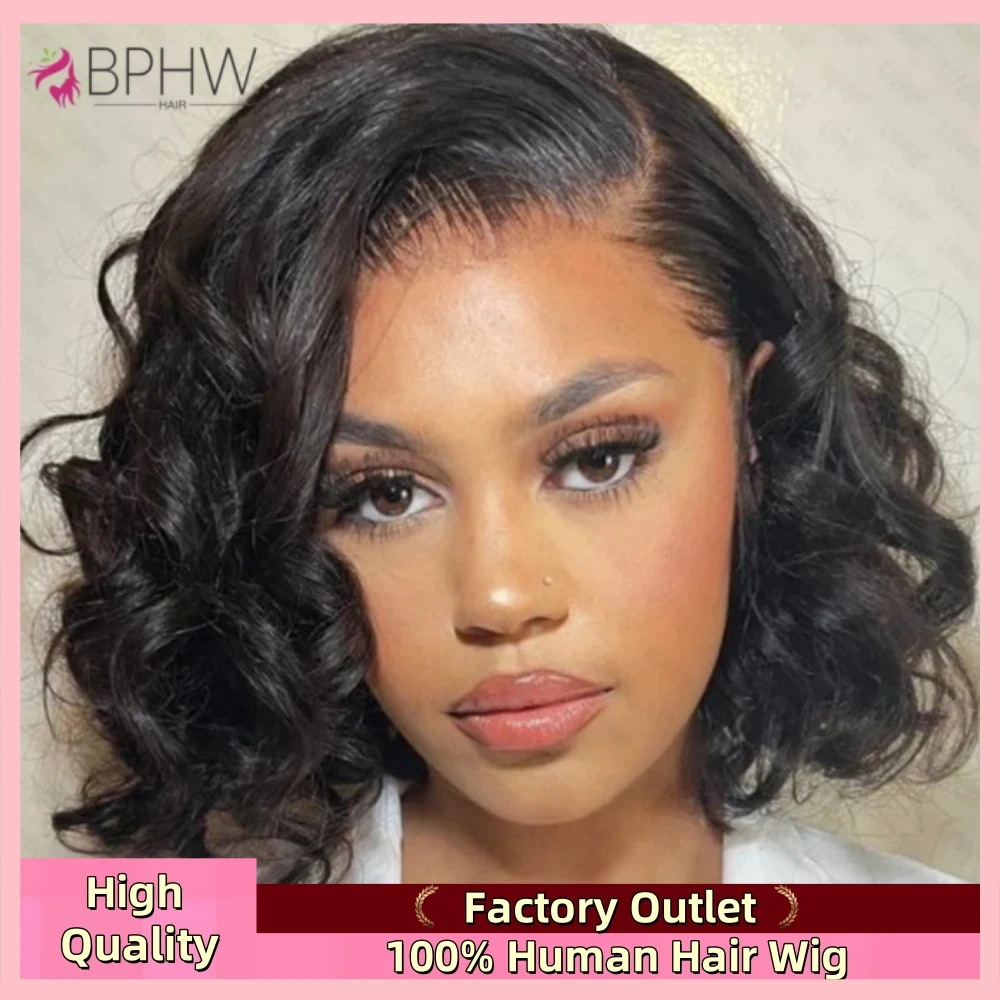 180 Density Body Wave Transparent Short Bob 13x4 Lace Front Human Hair Wigs 4x4 Pre Plucked Remy Lace Frontal Wig For Women