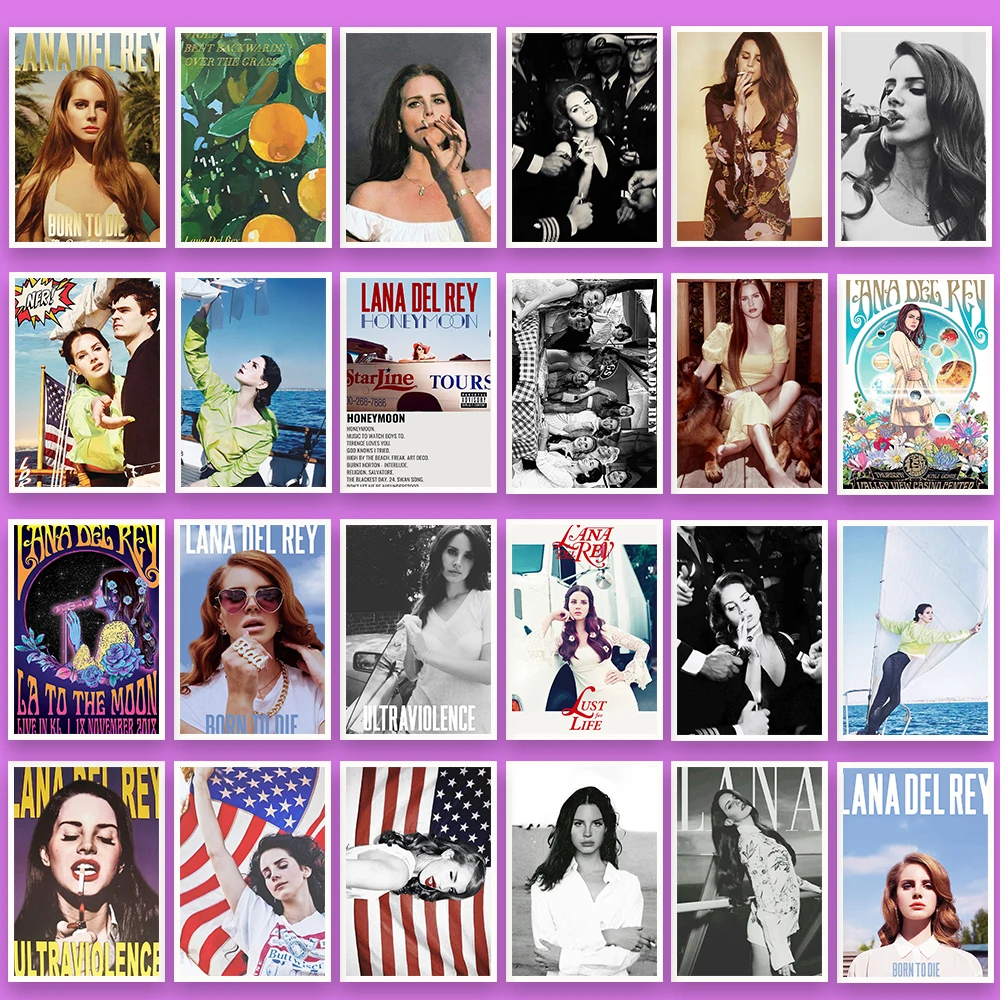 Lana Del Rey Posters Sticker Laptop Waterproof Skateboard Cafe Vintage Fridge Decals 25PCS