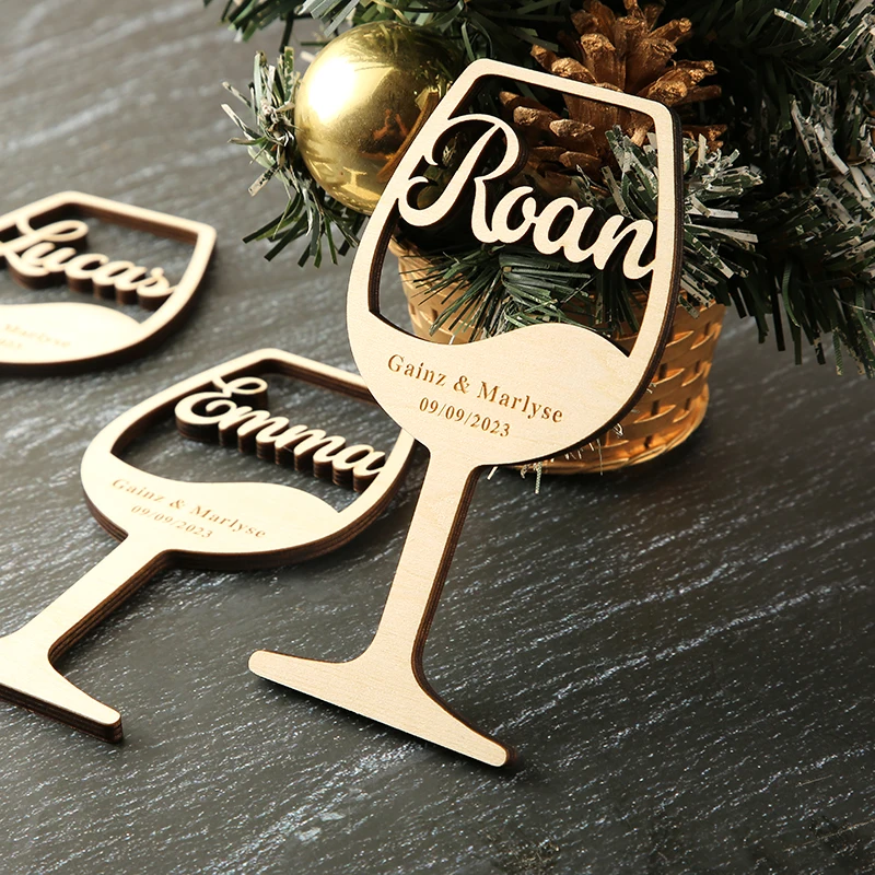 Bicchiere Da Vino Con Nomi Decorazioni Per Matrimoni Bicchiere Da Vino In Legno Segnaposto Per Matrimoni Segnaposto Per Vino Decorazioni Per La Tavola
