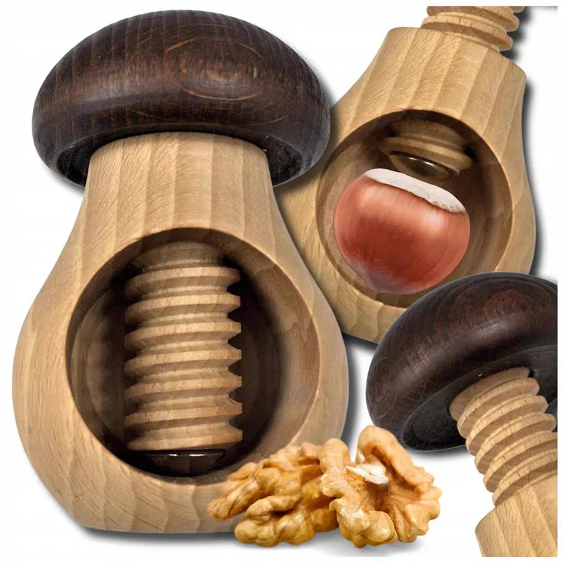 Creative Mushroom Shape Nutcracker Wooden Walnut Shell Walnut Loosening Clip Nut Easy To Crack Adjustable Shell Opening Tool